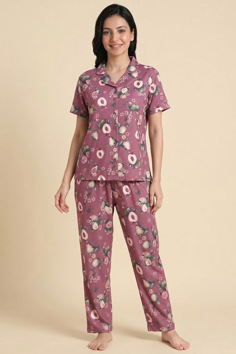 Zivame Buttersoft Fruity Collection Knit Poly Pyjama Set - Mesa Rose — image 2